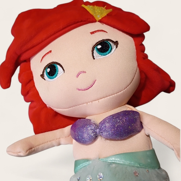 EUC Disney Baby The Little Mermaid Ariel Plush 14" Baby Body Girl Doll Sparkle - Picture 2 of 4